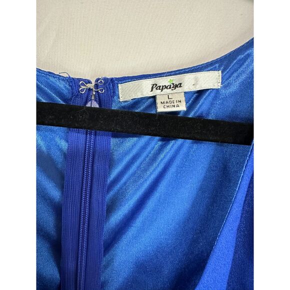 Papaya Women's Faux Wrap Deep V-Neck Mini Dress Size L (Fits Like a S) - Picture 3 of 4